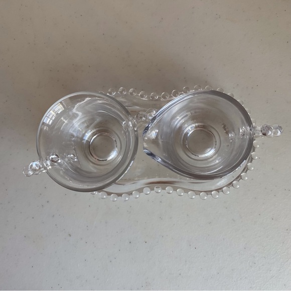 Vintage Imperial Glass Candlewick Creamer & Sugar Set With Tray - Picture 3 of 7